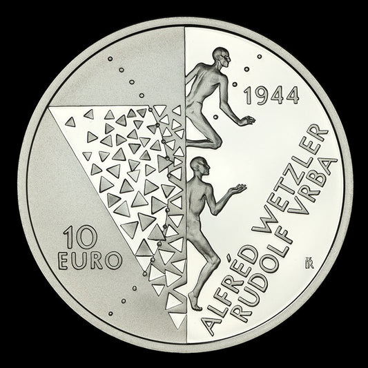 10 EURO/2024 - Podania Správy o nacistických vyhladzovacích táboroch Auschwitz a Birkenau Alfrédom Wetzlerom a Rudolfom Vrbom - 80. výročie